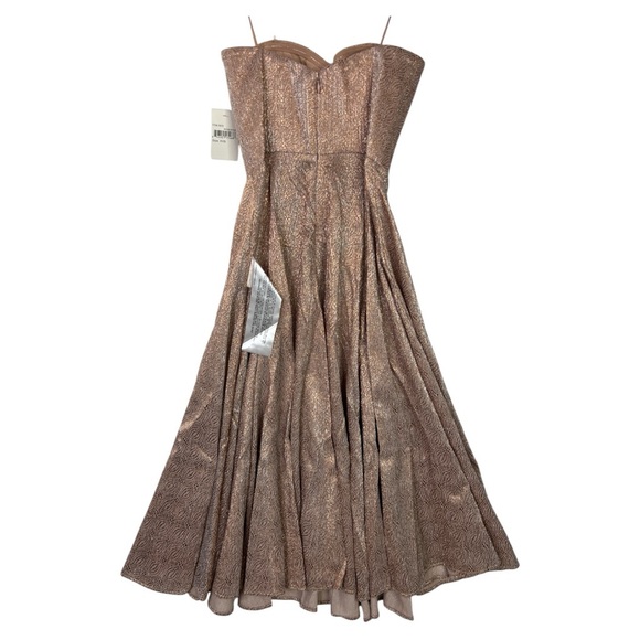 DRESS THE POPULATION NWT VIVIENNE METALLIC  ROSE GOLD STRAPLESS A LINE  SZ XXS - Picture 4 of 7